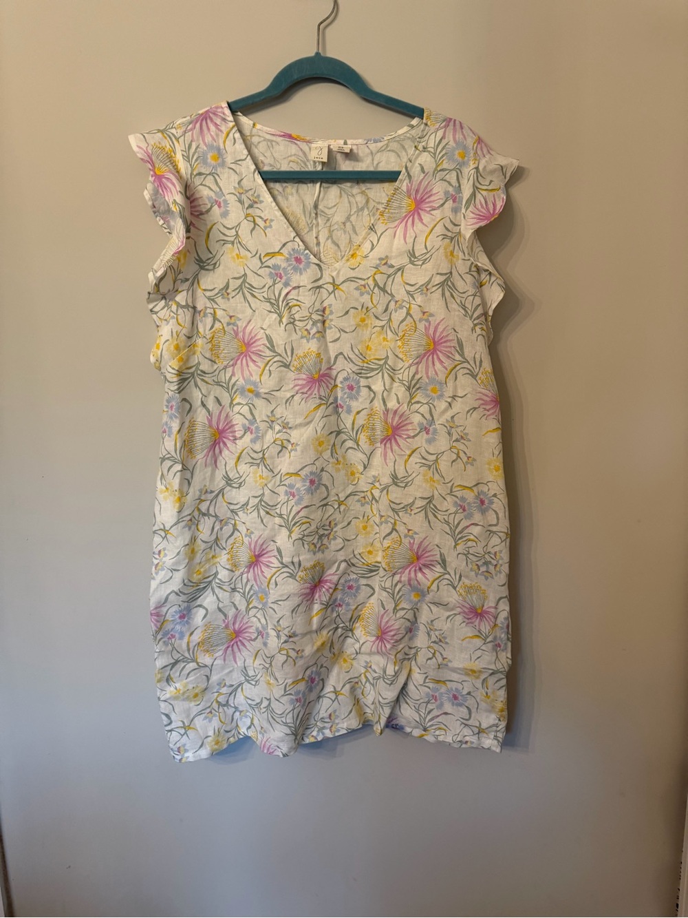 100% Linen floral cottage core dress size XL